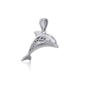 Celtic Jumping Dolphin Silver Pendant TPD5702