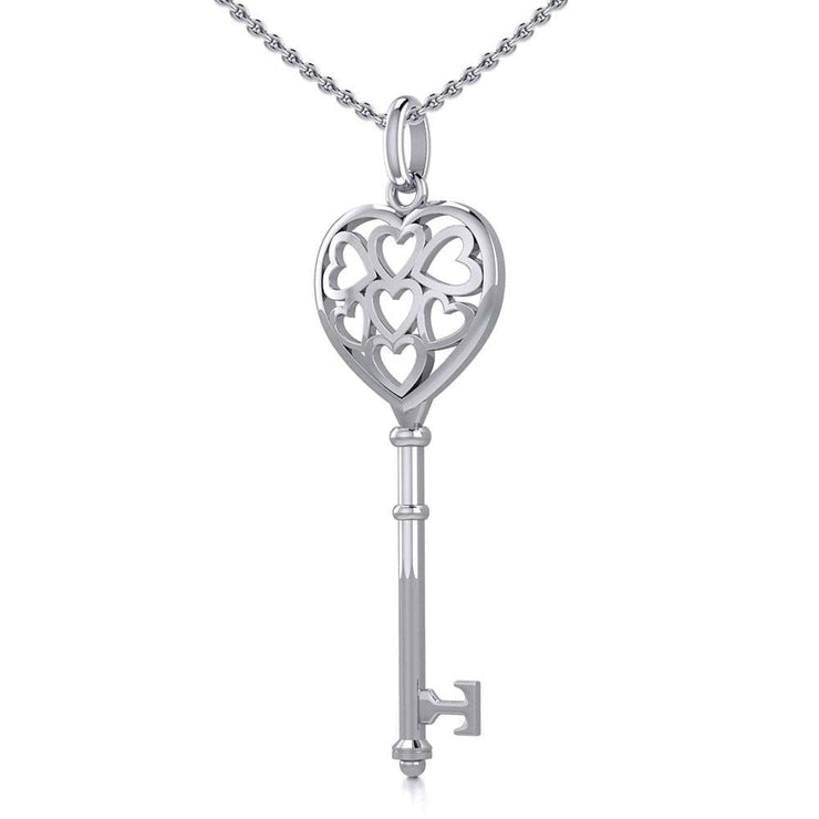 Heart Spiritual Enchantment Key Silver Pendant TPD5709