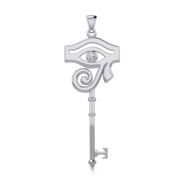 The Eye of Horus Spiritual Enchantment Key Silver Pendant with Gem TPD5711