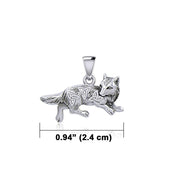 Celtic Running Wolf Silver Pendant TPD5725