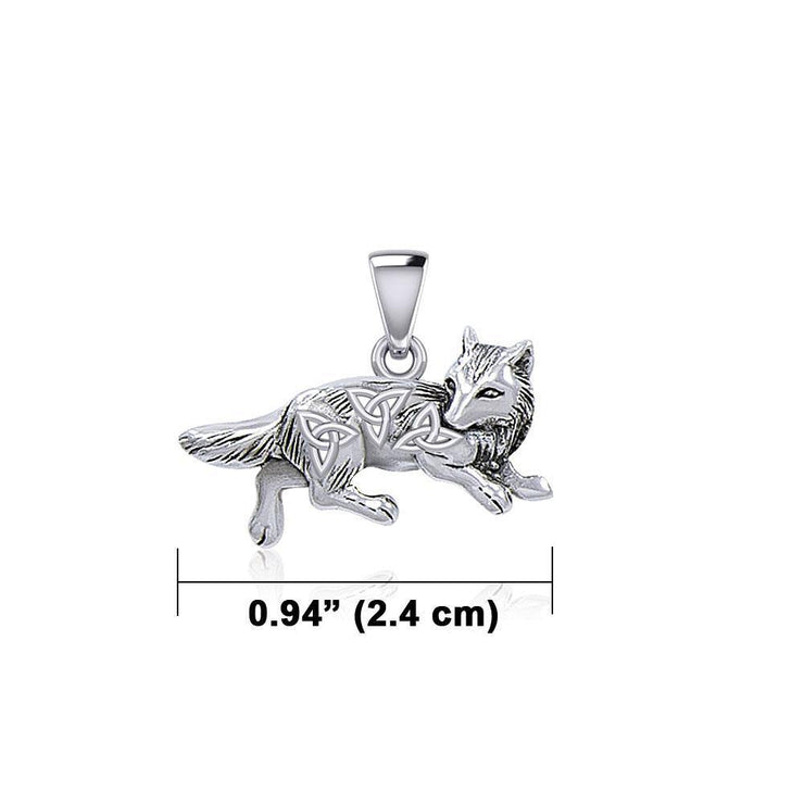 Celtic Running Wolf Silver Pendant TPD5725