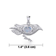 Celtic Raven Silver Pendant with Gemstone TPD5728