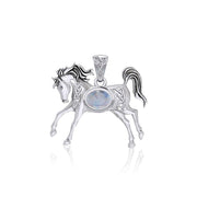 Celtic Running Horse Silver Pendant with Gem TPD5730