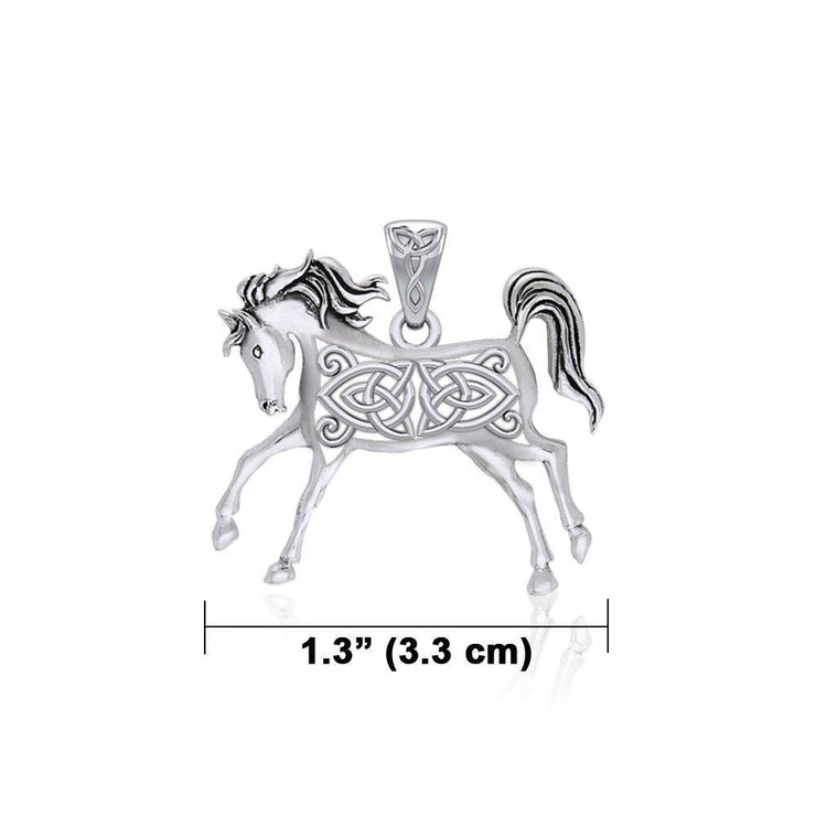 Celtic Running Horse Silver Pendant TPD5738