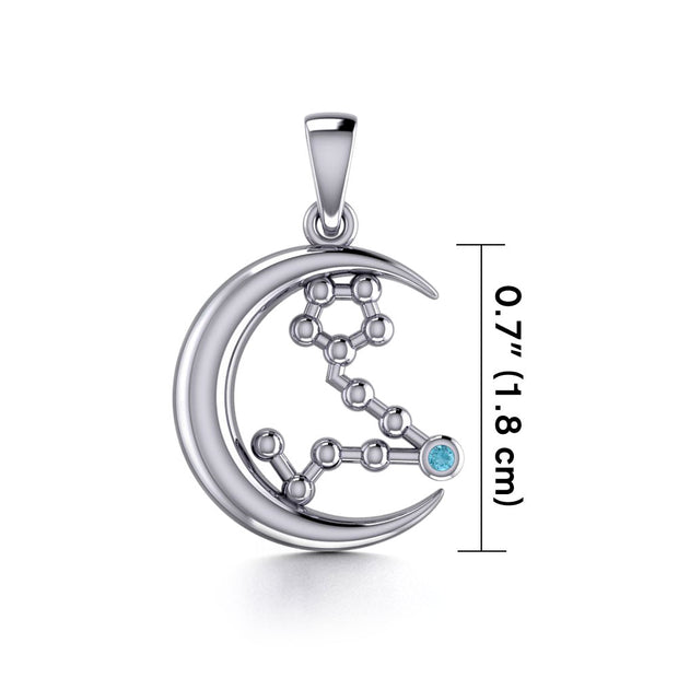 Crescent Moon and Pisces Astrology Constellation Silver Pendant TPD5765