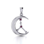 Crescent Moon and Cancer Astrology Constellation Silver Pendant TPD5769