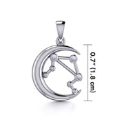 Crescent Moon and Libra Astrology Constellation Silver Pendant TPD5772