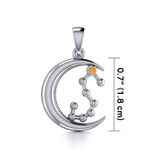 Crescent Moon and Scorpio Astrology Constellation Silver Pendant TPD5773