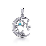 Crescent Moon and Sagittarius Astrology Constellation Silver Pendant TPD5774