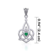 Celtic Motherhood Triquetra or Trinity Heart Silver Pendant With Gem TPD5784