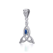 Celtic Motherhood Triquetra or Trinity Knot Silver Pendant With Gem TPD5785