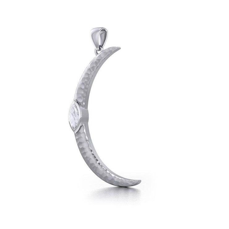 A Glimpse of the Large Crescent Moon's Beginning ~ Silver Jewelry Pendant TPD5801