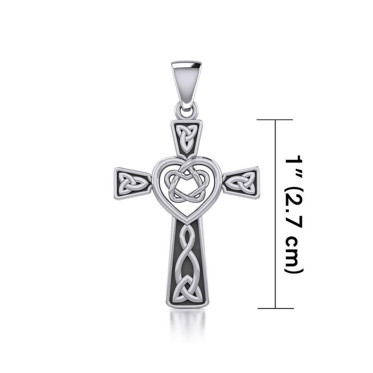 Celtic Cross with Heart Silver Pendant TPD5808