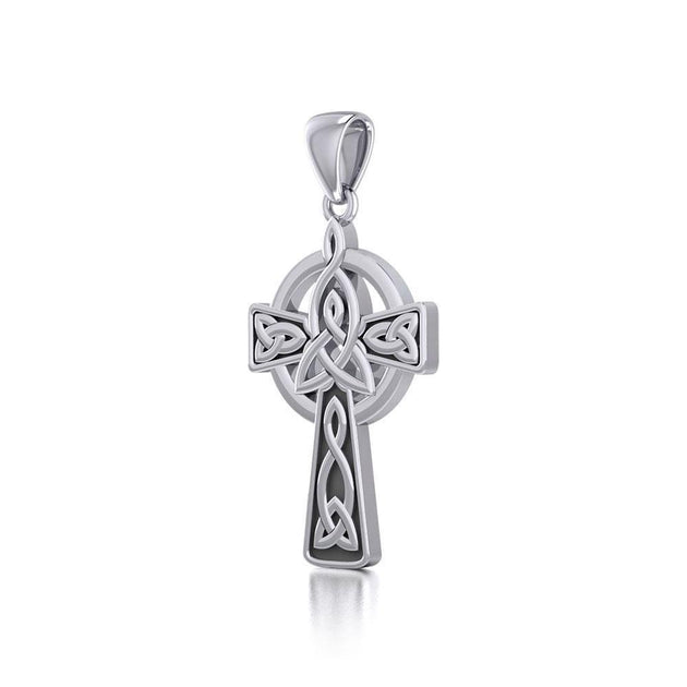 Celtic Cross with Trinity Knot Sterling Silver Pendant TPD5809