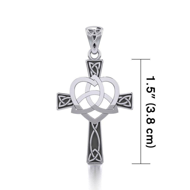 Celtic Cross with Trinity Heart Silver Pendant TPD5810