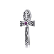 Celtic Ankh Tree of Life Silver Pendant with Gem TPD5813
