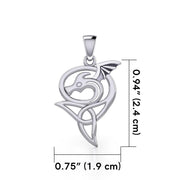 Flying Dragon with Celtic Trinity Knot Silver Pendant TPD5817
