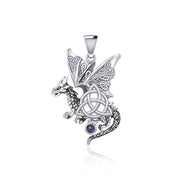 Dragon with Triquetra Silver Pendant TPD5821
