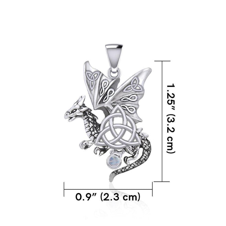 Dragon with Triquetra Silver Pendant TPD5821