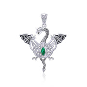 Flying Dragon with Celtic Knot Silver Pendant TPD5823