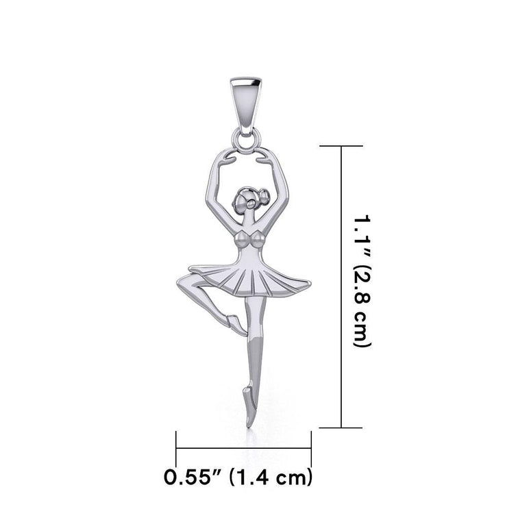 Ballet Dancer Posing Silver Pendant TPD5827