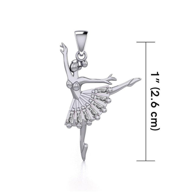 Ballet Pose Silver Pendant with Gem TPD5831