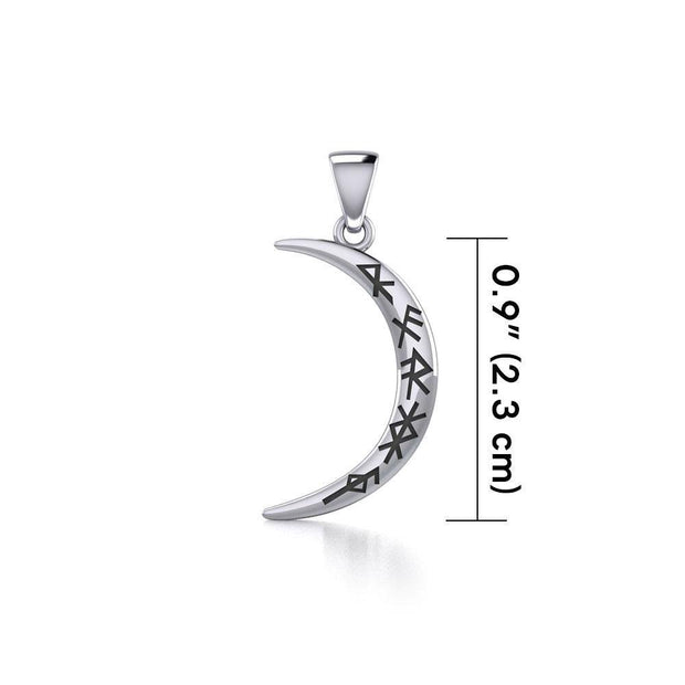 Crescent Moon with Meaningful Bind Runes Small Pendant TPD5832