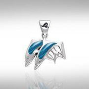 Silver Twin Dolphin Pendant TPD584