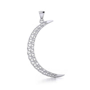 The Flower of Life in The large Crescent Moon Silver Pendant TPD5848