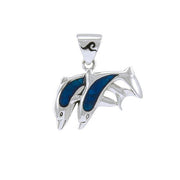 Silver Twin Dolphin Pendant TPD584
