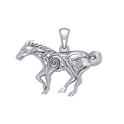 Celtic Running Horse Silver Pendant TPD5861