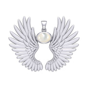 Guardian Angel Wings Silver Pendant with Birthstone TPD5867