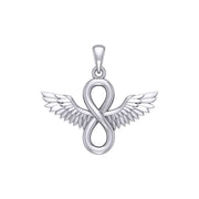 Angel Wings and Infinity Symbol Silver Pendant TPD5876