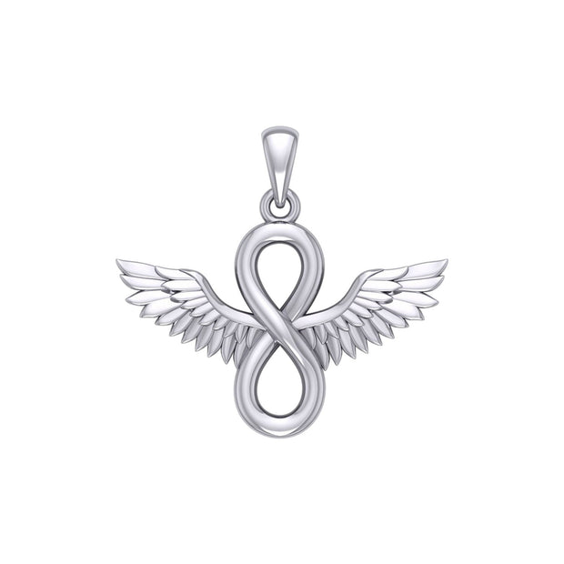 Angel Wings and Infinity Symbol Silver Pendant TPD5876