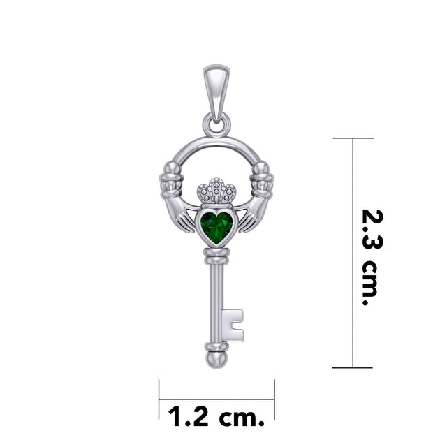 Irish Claddagh Mini Spiritual Key Silver Pendant TPD5878