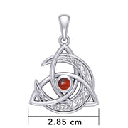 Trinity Knot with Celtic Crescent Moon Silver Pendant with Gem TPD5883