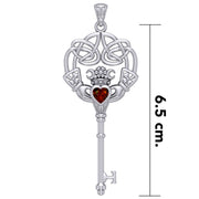 Irish Celtic Claddagh Spiritual Key Silver Pendant TPD5904