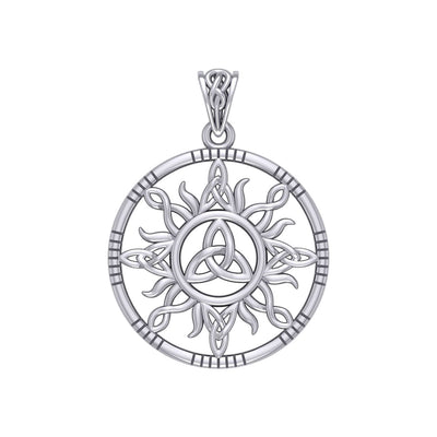 The Sun and Celtic Trinity Knot Silver Pendant TPD5924
