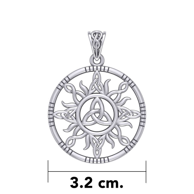 The Sun and Celtic Trinity Knot Silver Pendant TPD5924