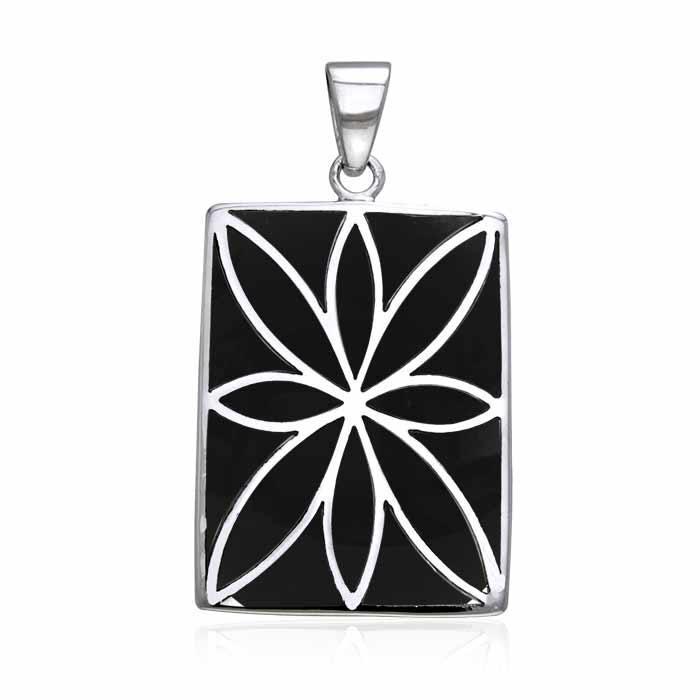 Flower Flat Cabochon Rectangle Pendant TPD593