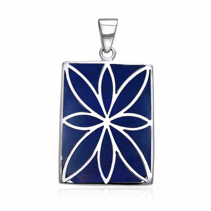 Flower Flat Cabochon Rectangle Pendant TPD593