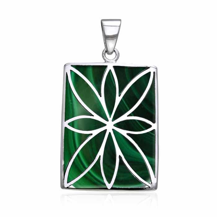 Flower Flat Cabochon Rectangle Pendant TPD593