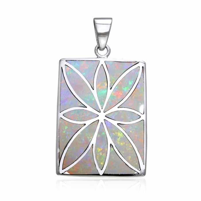 Flower Flat Cabochon Rectangle Pendant TPD593