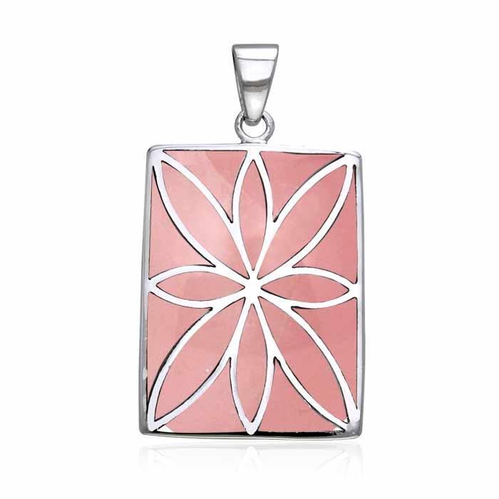 Flower Flat Cabochon Rectangle Pendant TPD593