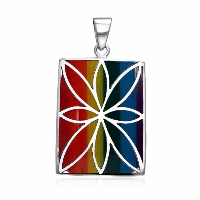 Flower Flat Cabochon Rectangle Pendant TPD593