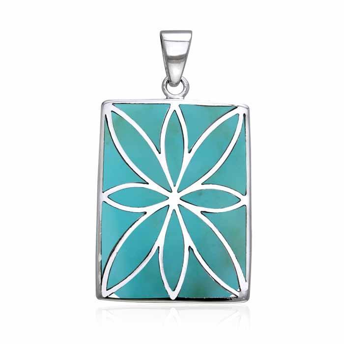 Flower Flat Cabochon Rectangle Pendant TPD593