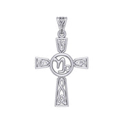 Celtic Cross Capricorn Astrology Zodiac Sign Silver Pendant TPD5945