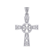 Celtic Cross Pisces Astrology Zodiac Sign Silver Pendant TPD5947