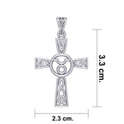 Celtic Cross Taurus Astrology Zodiac Sign Silver Pendant TPD5949