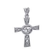 Celtic Cross Cancer Astrology Zodiac Sign Silver Pendant TPD5951
